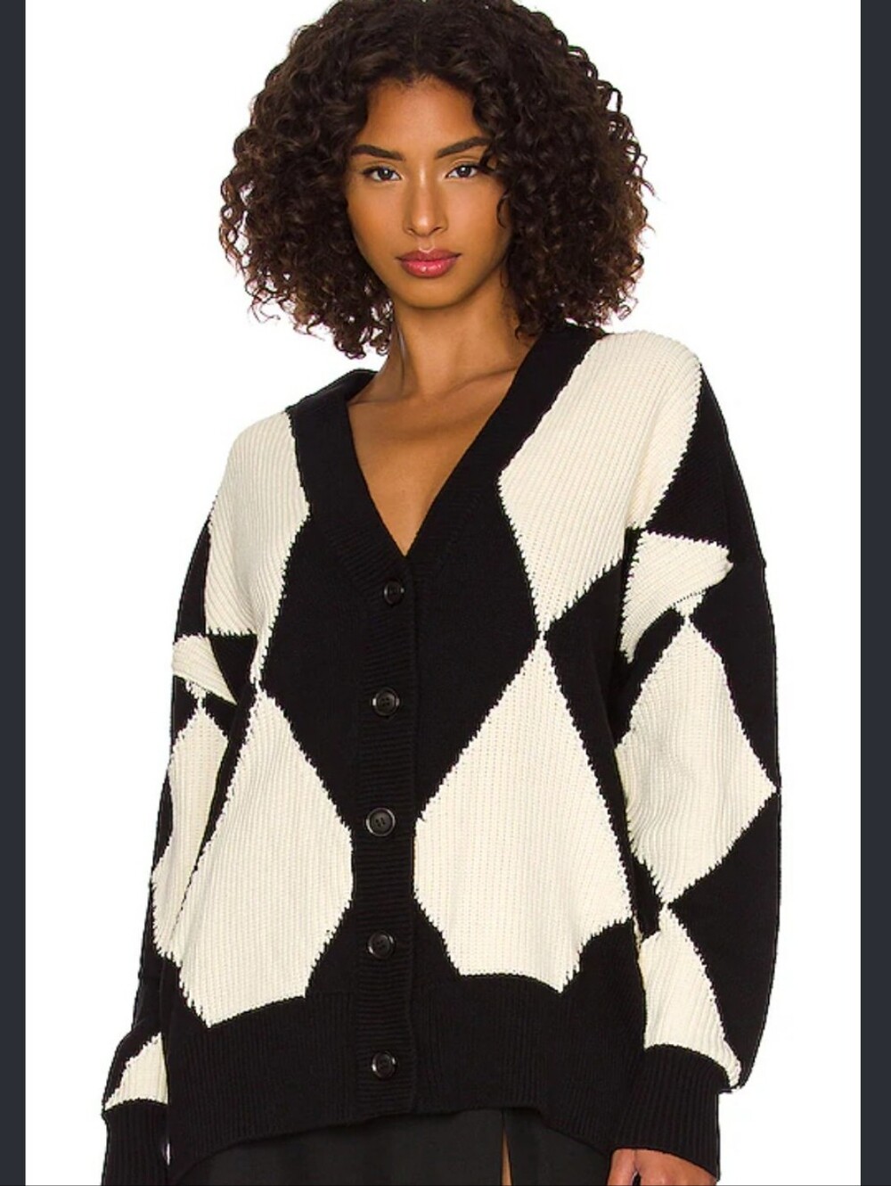 Pistola Evelyn Oversized Cardigan Argyle Print